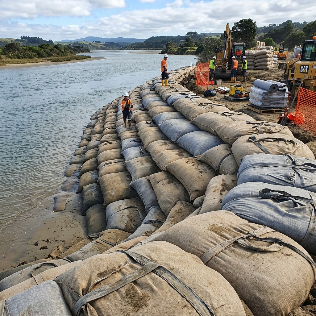 Geobag atau Sandbag untuk Tepi Pantai dan Sungai
